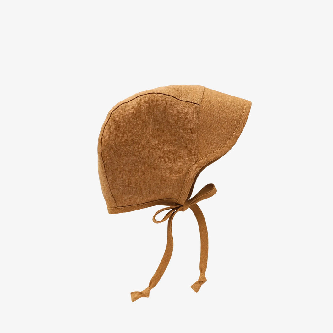 Linen Brimmed Bonnet with Cotton Lining // Rust - GrayFoxCo